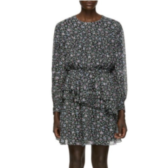 Isabel Marant Etoile Java Mini Dress Multicolor Floral Sz 36 Ruffle Tiered - Picture 2 of 8